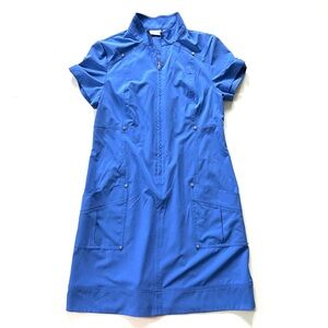 Chico’s Zenergy Bright Blue Short Sleeve Zeema Half Zip Athletic Travel Dress